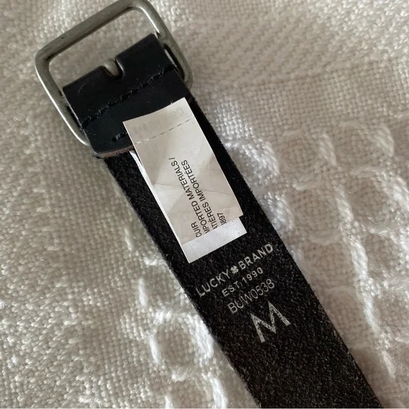 Lucky Brand 100% Leather Belt Men's Women's Handcrafted in the USA Black Size M - Picture 3 of 4